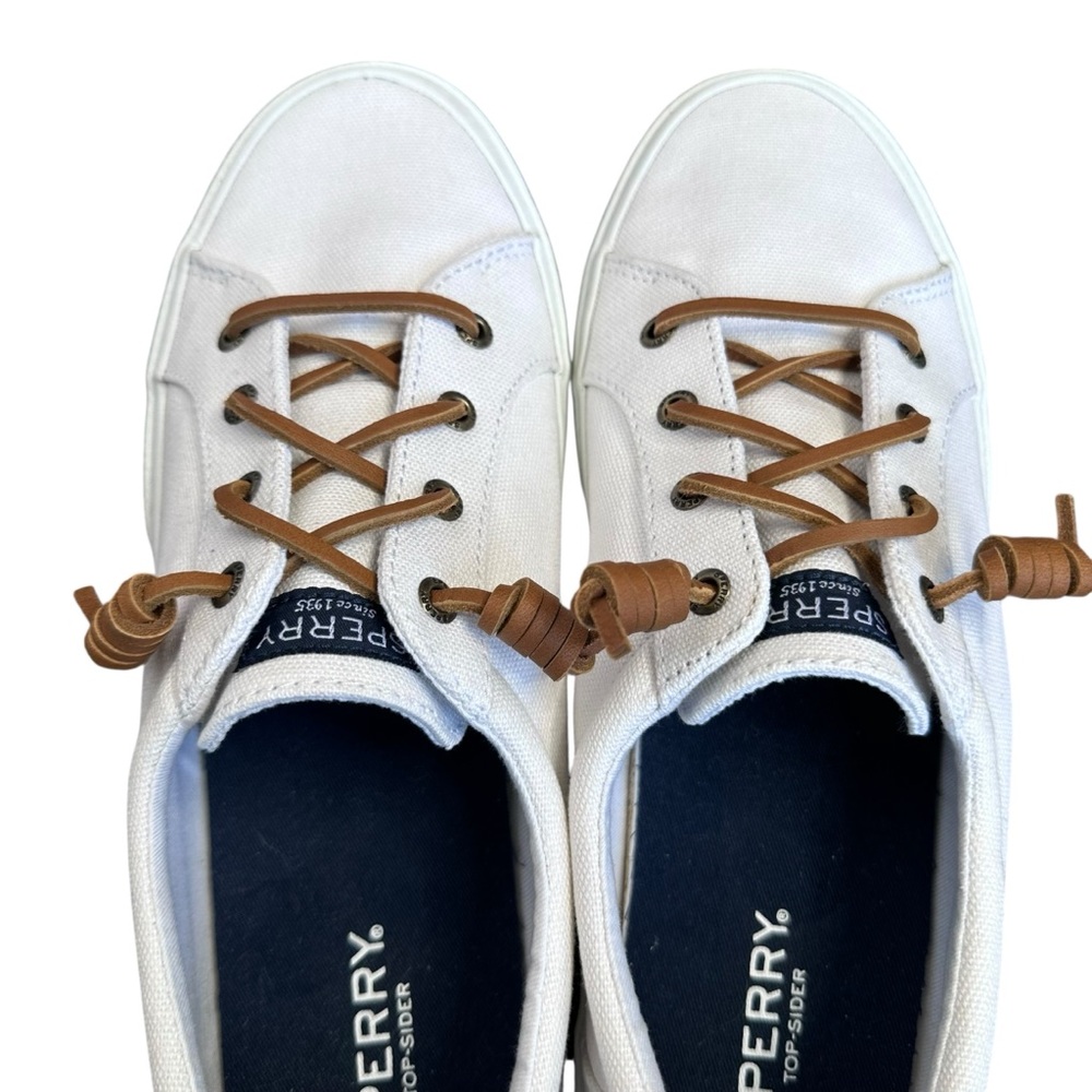 Sperry Women's Crest Vibe Canvas Sneakers White EUC Boat Shoe 9.5M $70 - Picture 4 of 11